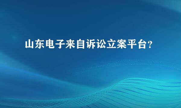 山东电子来自诉讼立案平台？