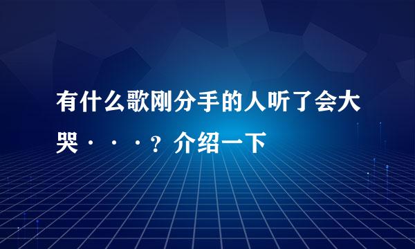 有什么歌刚分手的人听了会大哭···？介绍一下