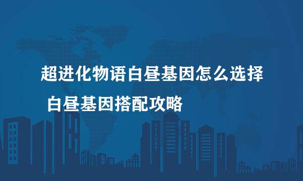 超进化物语白昼基因怎么选择 白昼基因搭配攻略