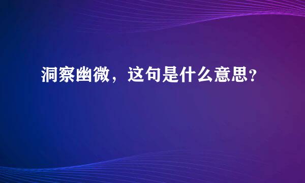 洞察幽微，这句是什么意思？