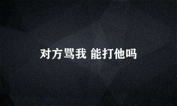 对方骂我 能打他吗