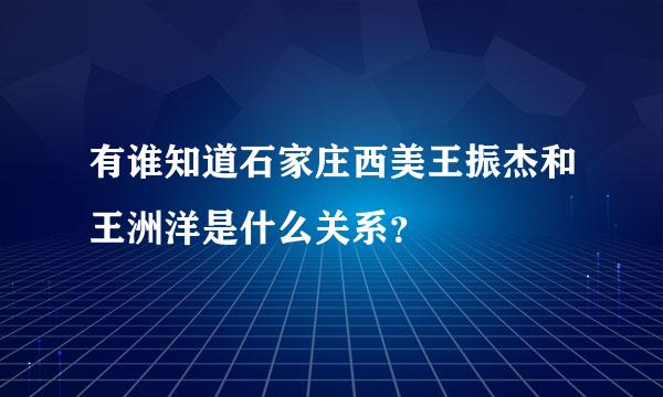 有谁知道石家庄西美王振杰和王洲洋是什么关系？