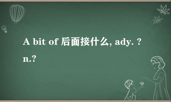 A bit of 后面接什么, ady. ? n.?