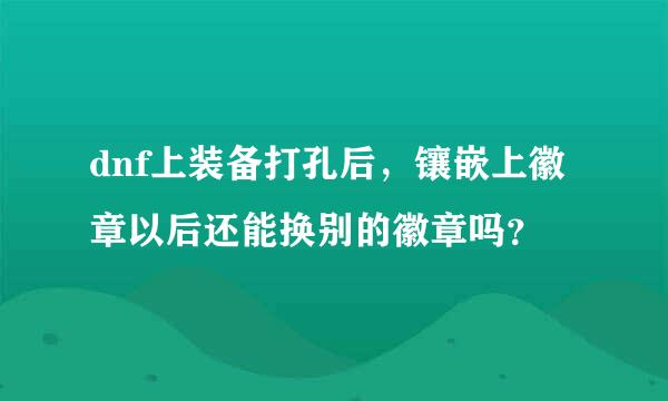 dnf上装备打孔后，镶嵌上徽章以后还能换别的徽章吗？