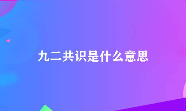 九二共识是什么意思