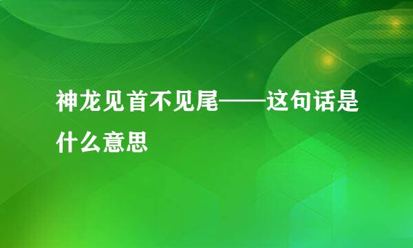 神龙见首不见尾——这句话是什么意思