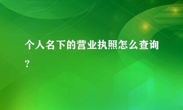 个人名下的营业执照怎么查询？