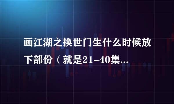 画江湖之换世门生什么时候放下部份（就是21-40集），我前20集半天看完了，特别想看下面的。