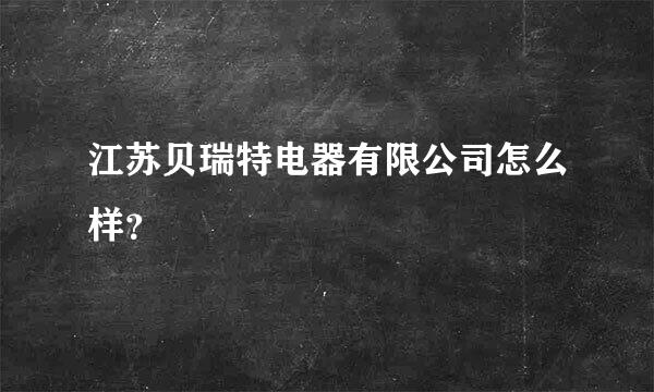 江苏贝瑞特电器有限公司怎么样？