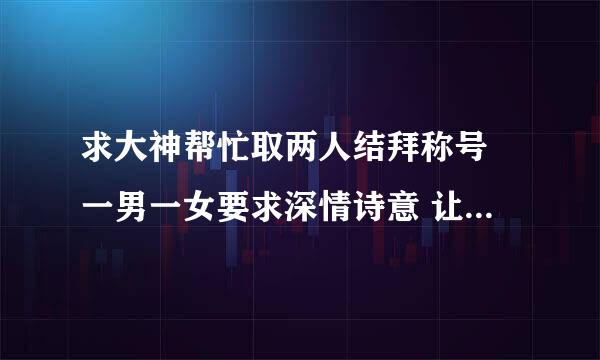 求大神帮忙取两人结拜称号 一男一女要求深情诗意 让人一看就有青梅竹马的感觉 比如“竹·梦幻四鬼之剑