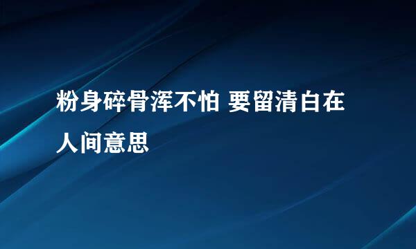 粉身碎骨浑不怕 要留清白在人间意思