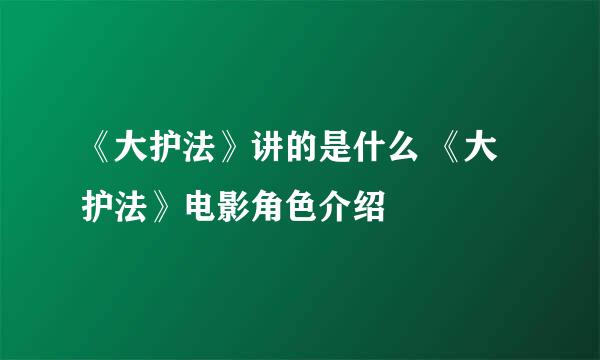 《大护法》讲的是什么 《大护法》电影角色介绍