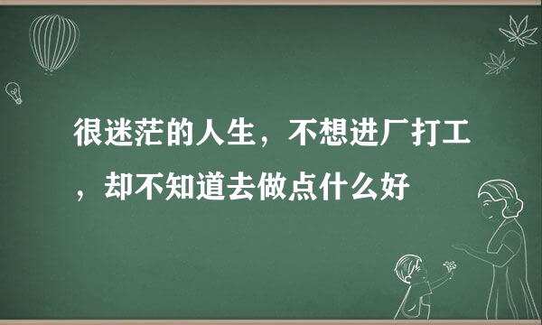 很迷茫的人生，不想进厂打工，却不知道去做点什么好