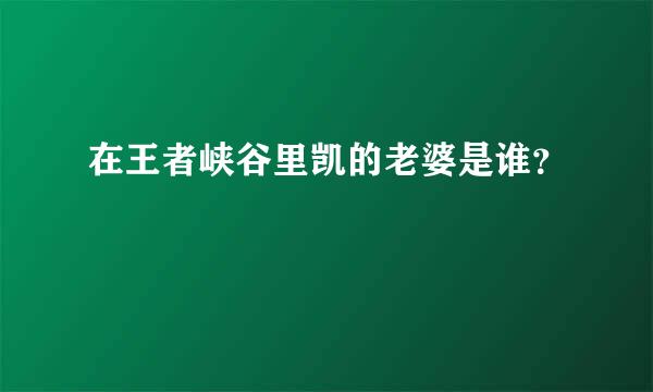 在王者峡谷里凯的老婆是谁？