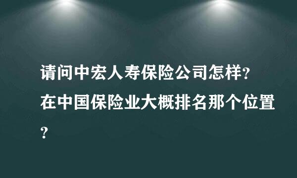 请问中宏人寿保险公司怎样？在中国保险业大概排名那个位置？