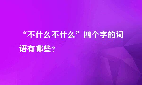 “不什么不什么”四个字的词语有哪些？