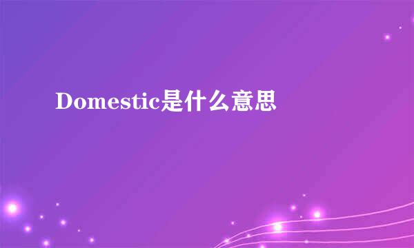 Domestic是什么意思