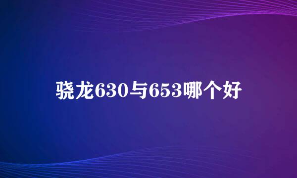 骁龙630与653哪个好