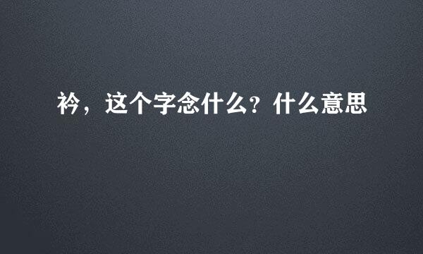 衿，这个字念什么？什么意思