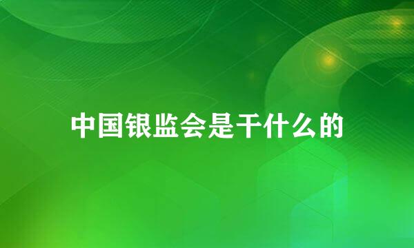 中国银监会是干什么的