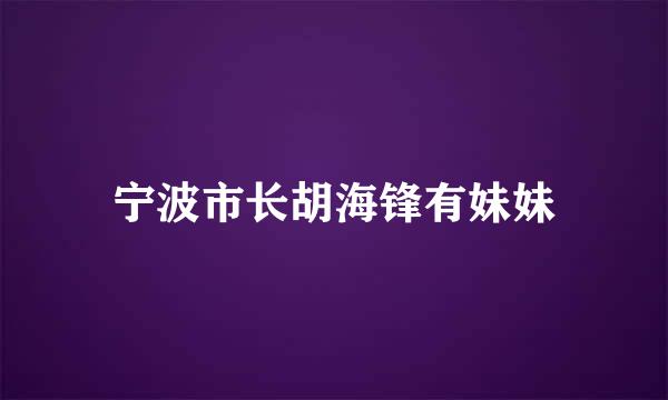 宁波市长胡海锋有妹妹