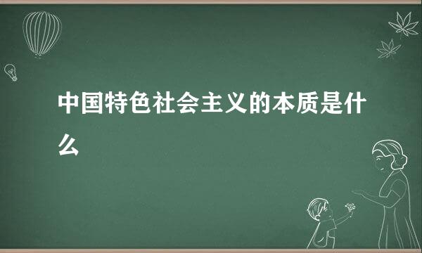 中国特色社会主义的本质是什么