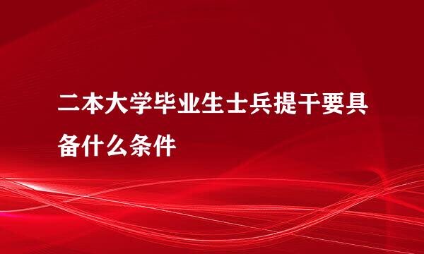 二本大学毕业生士兵提干要具备什么条件