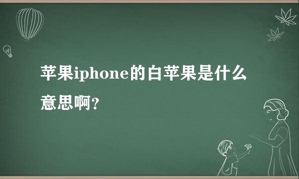 苹果iphone的白苹果是什么意思啊？