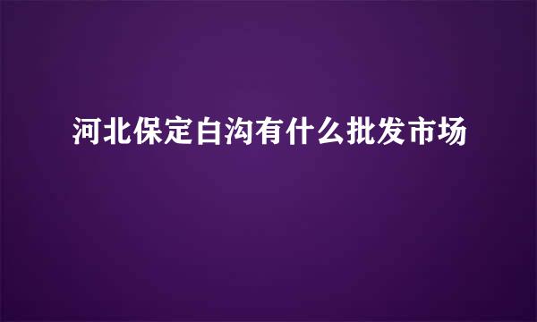 河北保定白沟有什么批发市场