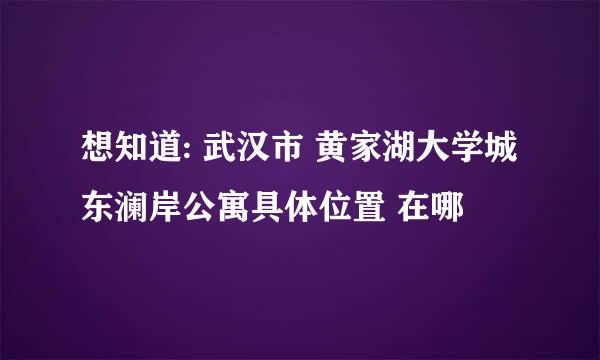 想知道: 武汉市 黄家湖大学城东澜岸公寓具体位置 在哪