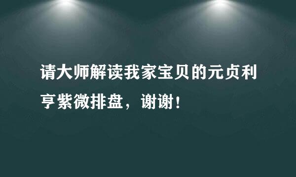 请大师解读我家宝贝的元贞利亨紫微排盘，谢谢！