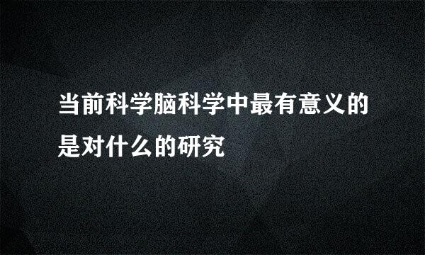 当前科学脑科学中最有意义的是对什么的研究