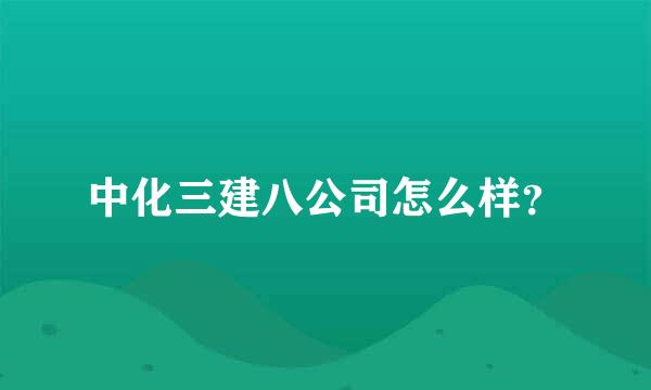 中化三建八公司怎么样？