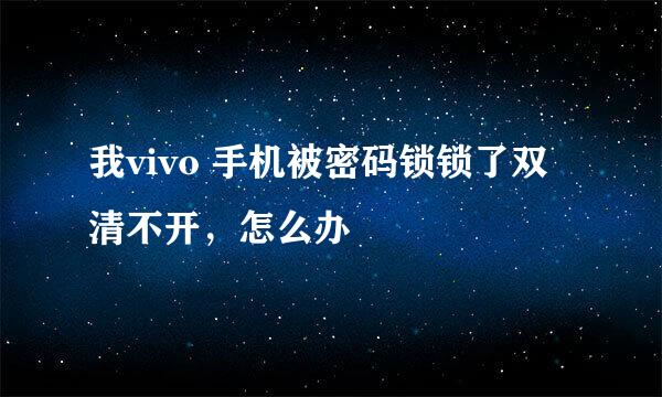 我vivo 手机被密码锁锁了双清不开，怎么办