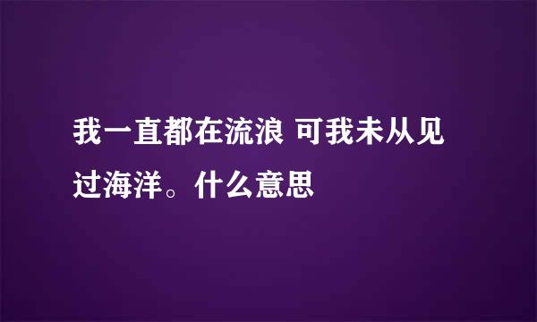 我一直都在流浪 可我未从见过海洋。什么意思