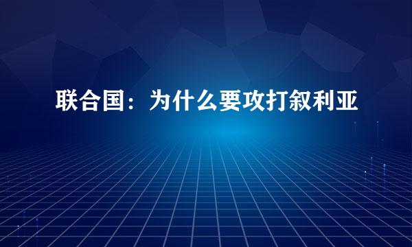 联合国：为什么要攻打叙利亚