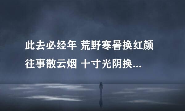 此去必经年 荒野寒暑换红颜 往事散云烟 十寸光阴换一钱 是什么意思啊？？？