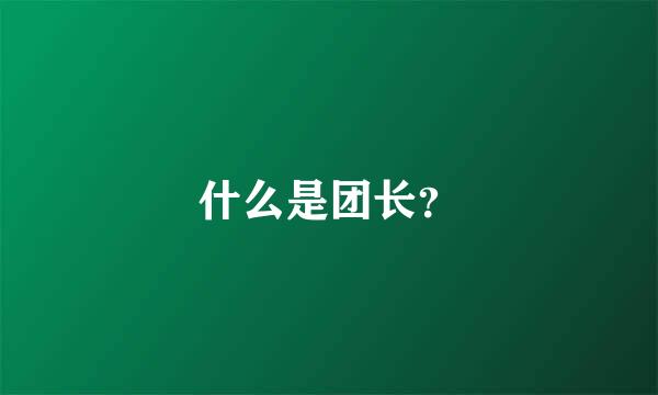 什么是团长？