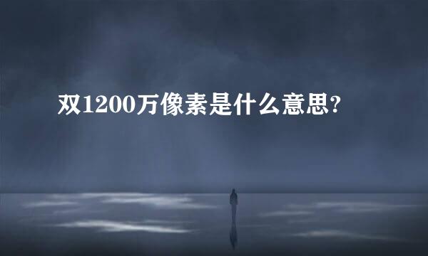 双1200万像素是什么意思?