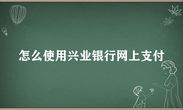 怎么使用兴业银行网上支付