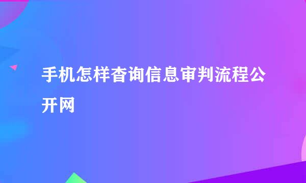 手机怎样杳询信息审判流程公开网