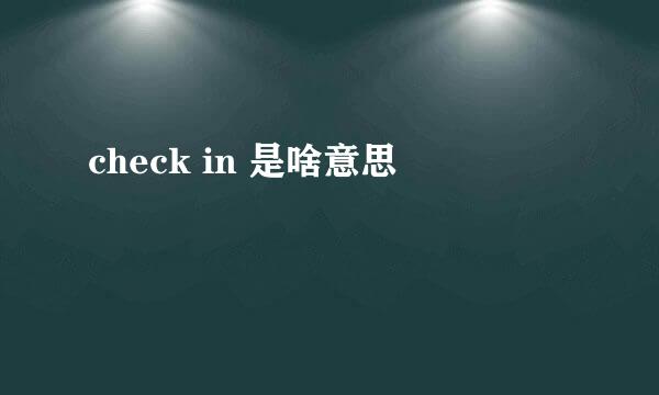 check in 是啥意思