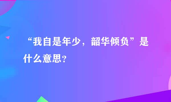 “我自是年少，韶华倾负”是什么意思？