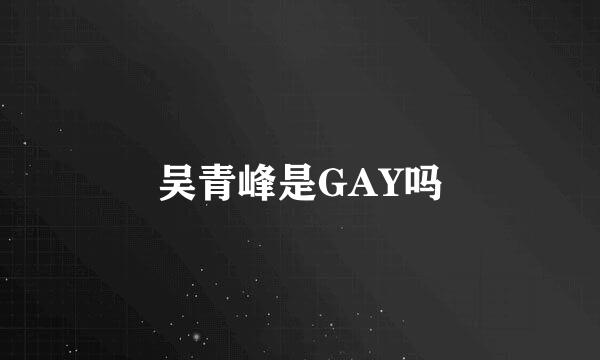 吴青峰是GAY吗