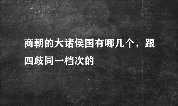 商朝的大诸侯国有哪几个，跟四歧同一档次的