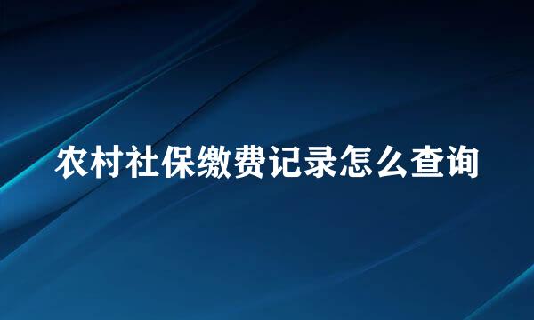 农村社保缴费记录怎么查询