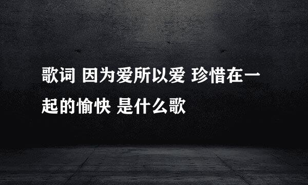 歌词 因为爱所以爱 珍惜在一起的愉快 是什么歌