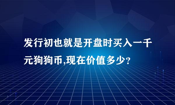 发行初也就是开盘时买入一千元狗狗币,现在价值多少？