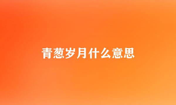 青葱岁月什么意思