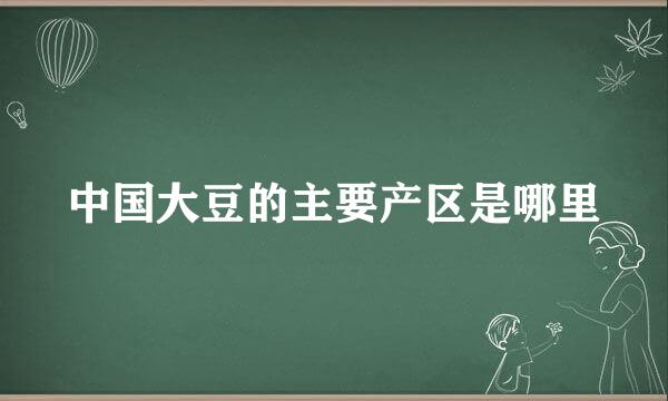 中国大豆的主要产区是哪里